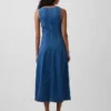 Midi-Kleid aus Denim mit Naht und Reißverschluss vorne
