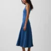 Midi-Kleid aus Denim mit Naht und Reißverschluss vorne