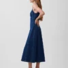 Midi-Kleid aus Denim mit Naht und Reißverschluss vorne