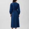 Midi-Kleid aus Denim mit Patchwork-Taille