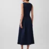 Midi-Kleid aus Denim mit tief sitzender Taille