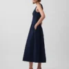 Midi-Kleid aus Denim mit tief sitzender Taille
