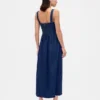 Midi-Kleid aus Denim mit tief sitzender Taille im Korsettstil