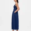 Midi-Kleid aus Denim mit tief sitzender Taille im Korsettstil