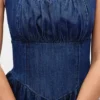 Midi-Kleid aus Denim mit tief sitzender Taille im Korsettstil