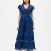 Midi-Kleid mit Spitzenbesatz
