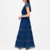 Midi-Kleid mit Spitzenbesatz