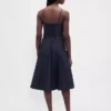 Midi-Kleid mit V-Ausschnitt und Nähten