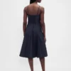 Midi-Kleid mit V-Ausschnitt und Nähten