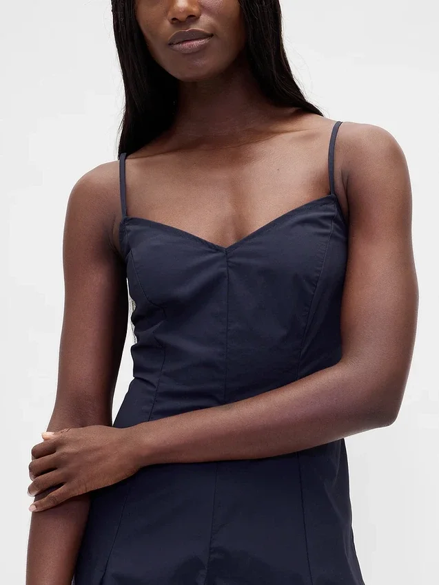 Midi-Kleid mit V-Ausschnitt und Nähten
