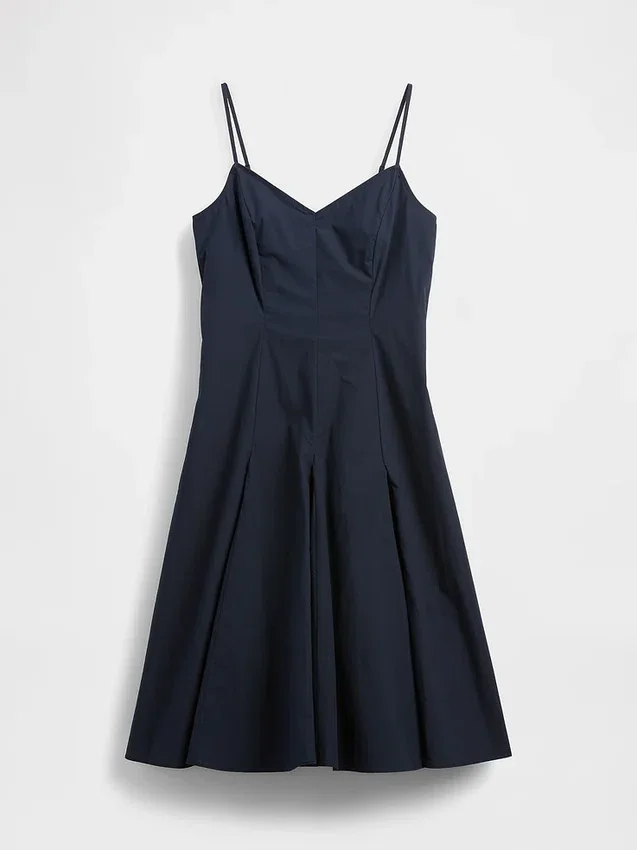 Midi-Kleid mit V-Ausschnitt und Nähten