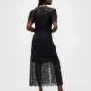 Midi-Kleid mit V-Ausschnitt und Spitze