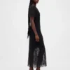 Midi-Kleid mit V-Ausschnitt und Spitze