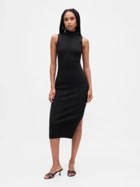 Midi-Pullover-Kleid mit Rippbündchen