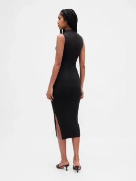 Midi-Pullover-Kleid mit Rippbündchen