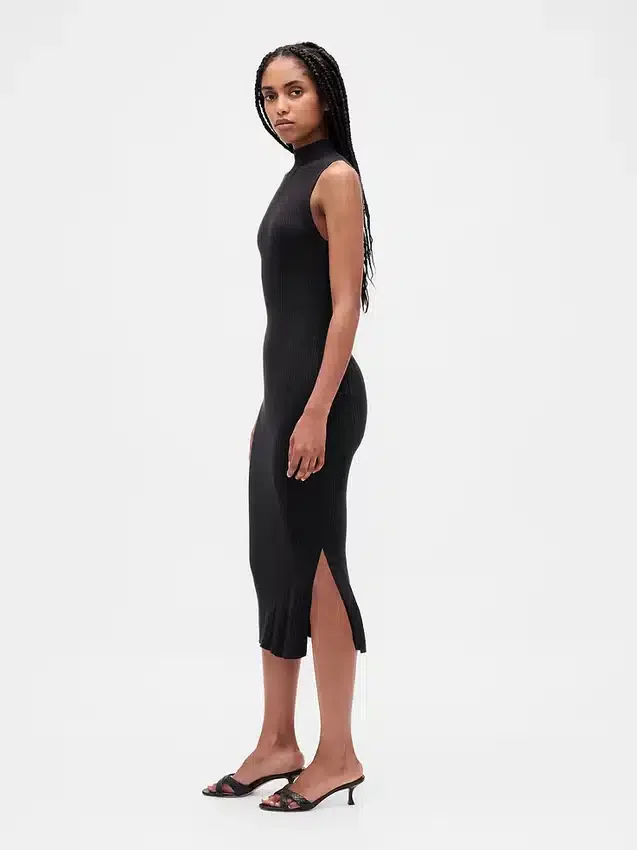 Midi-Pullover-Kleid mit Rippbündchen
