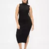 Midi-Pullover-Kleid mit Rippbündchen