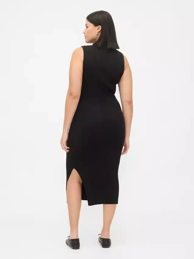 Midi-Pullover-Kleid mit Rippbündchen
