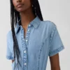 Midi-Shirtkleid aus Denim mit Bindegürtel