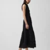 Midi-Shirtkleid mit Spitzenbesatz und Stufenschnitt