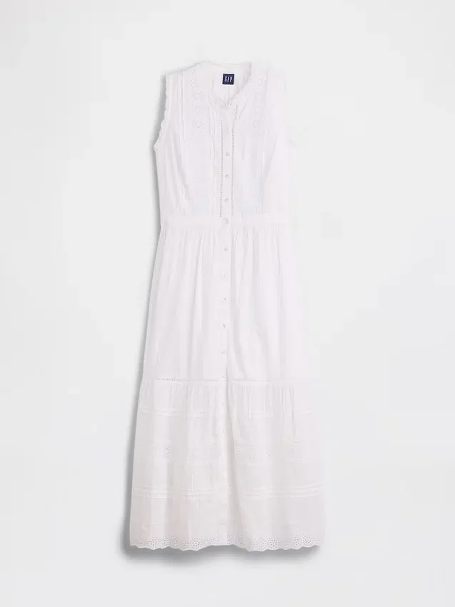 Midi-Shirtkleid mit Spitzenbesatz und Stufenschnitt