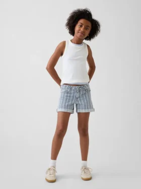 Midi-Shorts aus Denim mit Streifen für Kinder