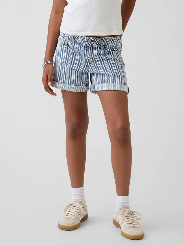 Midi-Shorts aus Denim mit Streifen für Kinder