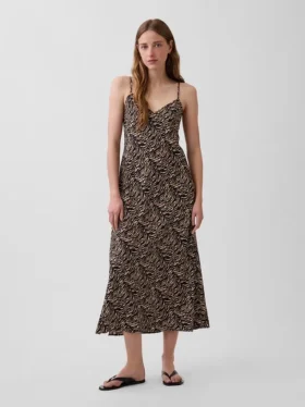 Midi-Slip-Kleid mit Zebra-Print