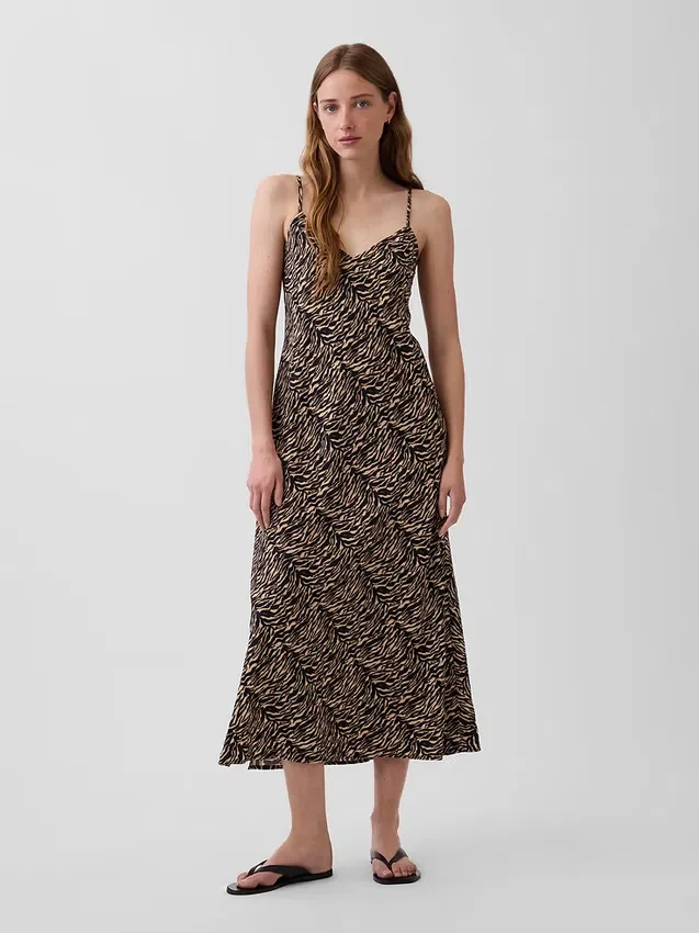 Midi-Slip-Kleid mit Zebra-Print