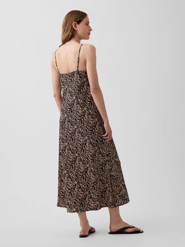 Midi-Slip-Kleid mit Zebra-Print