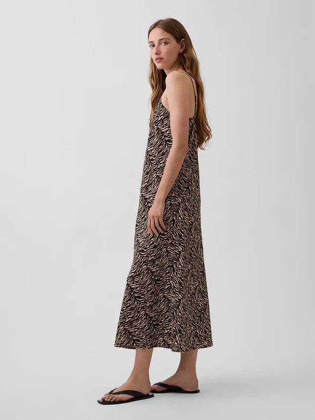 Midi-Slip-Kleid mit Zebra-Print