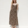 Midi-Slip-Kleid mit Zebra-Print