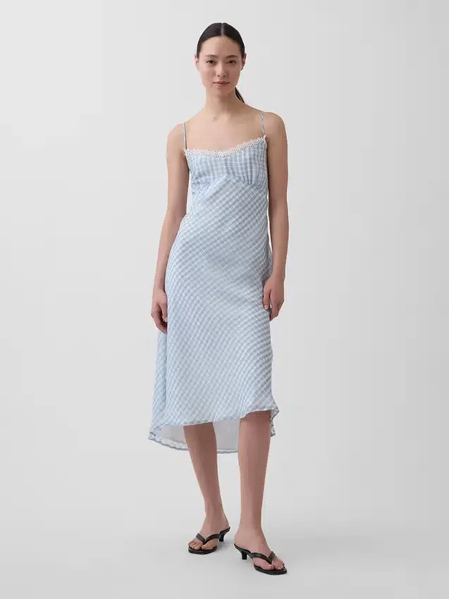 Midi-Unterkleid im Gingham-Look