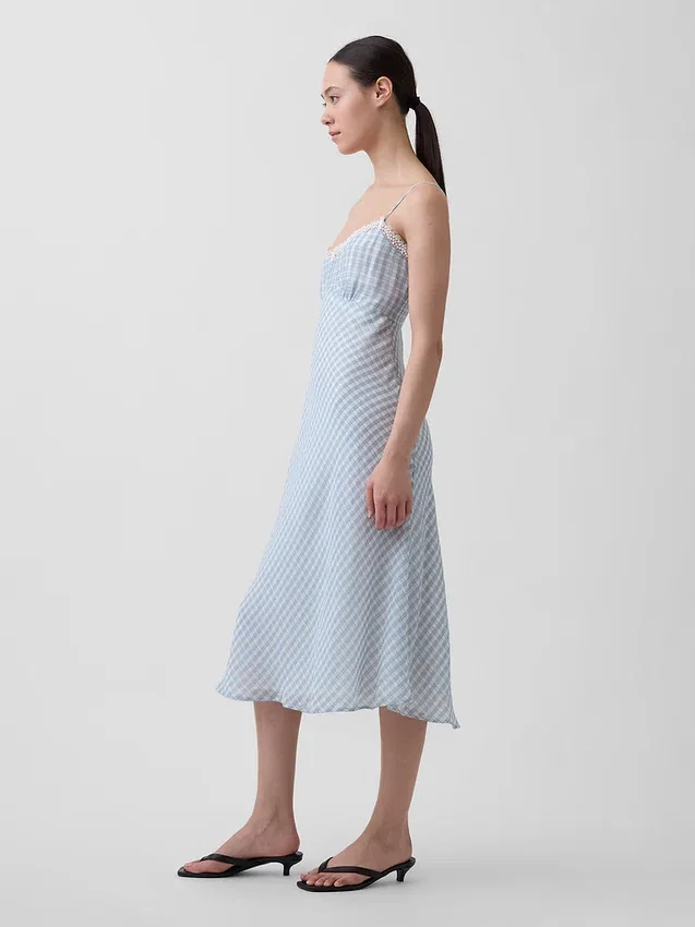 Midi-Unterkleid im Gingham-Look