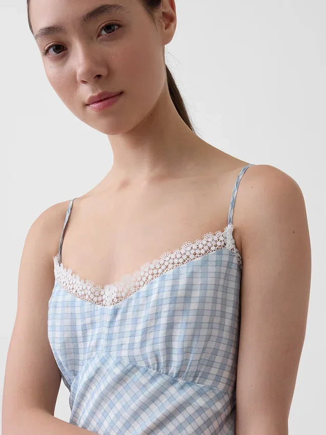 Midi-Unterkleid im Gingham-Look