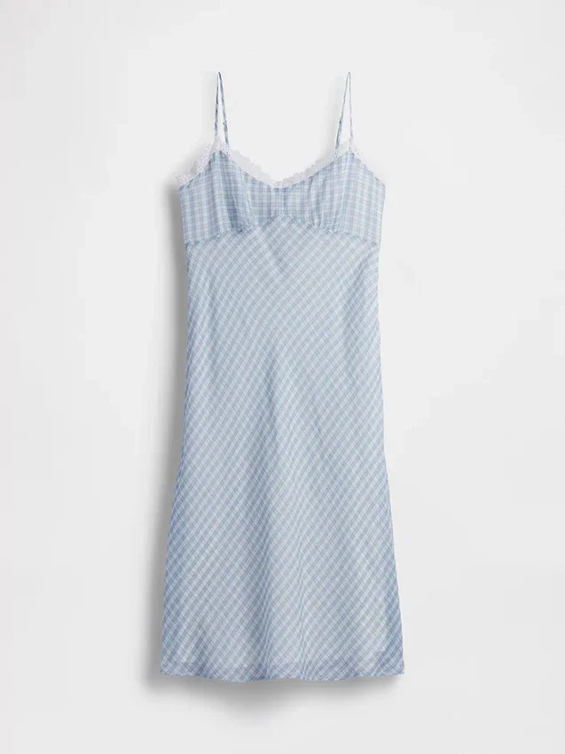 Midi-Unterkleid im Gingham-Look