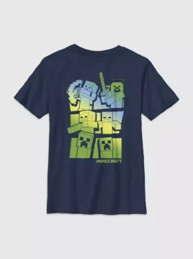 Minecraft-T-Shirt für Kinder mit Grafik „Steve und Alex gegen die Mobs“