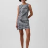 Mini-Etuikleid aus Gingham-Denim