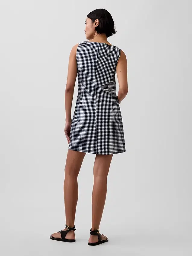 Mini-Etuikleid aus Gingham-Denim