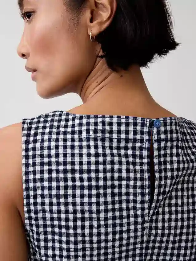 Mini-Etuikleid aus Gingham-Denim