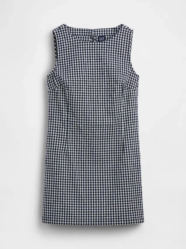 Mini-Etuikleid aus Gingham-Denim