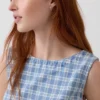 Mini-Etuikleid aus kariertem Denim