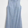 Mini-Etuikleid aus kariertem Denim