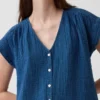 Mini-Hemdkleid aus Baumwollgaze-Denim mit tief sitzender Taille