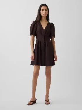 Mini-Hemdkleid aus Leinenmischung mit tailliertem Schnitt