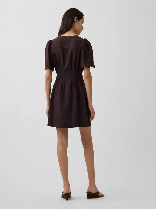 Mini-Hemdkleid aus Leinenmischung mit tailliertem Schnitt