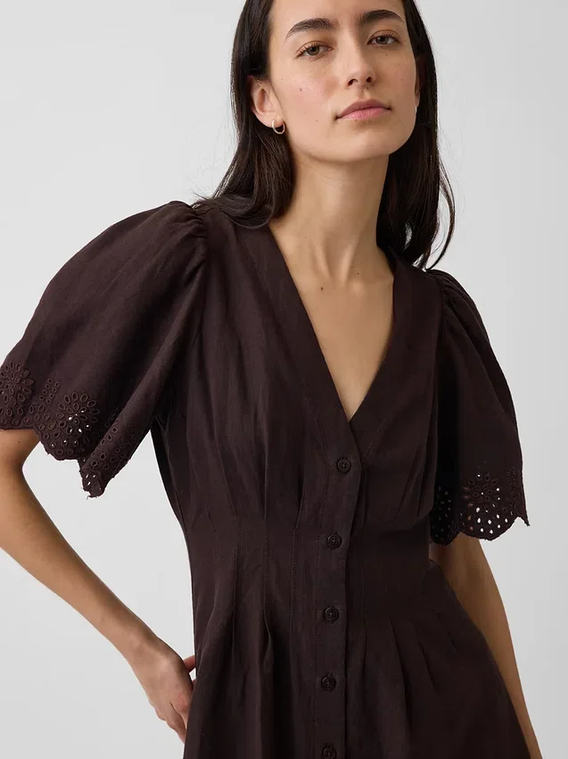 Mini-Hemdkleid aus Leinenmischung mit tailliertem Schnitt
