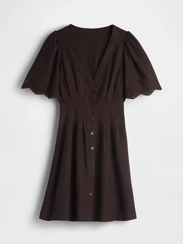 Mini-Hemdkleid aus Leinenmischung mit tailliertem Schnitt