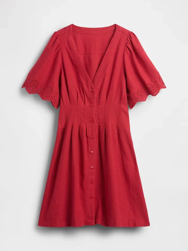 Mini-Hemdkleid aus Leinenmischung mit tailliertem Schnitt