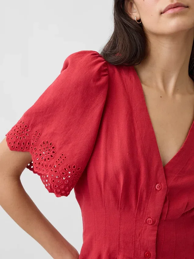Mini-Hemdkleid aus Leinenmischung mit tailliertem Schnitt